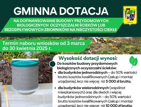 Gmina Lubań. Dotacja na przydomowe oczyszczalnie ścieków