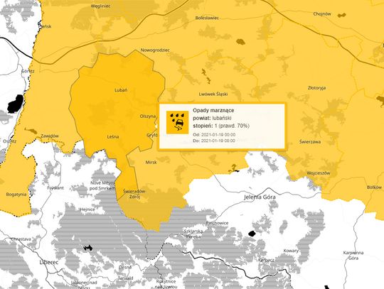 Gołoledź w nocy i nad ranem 