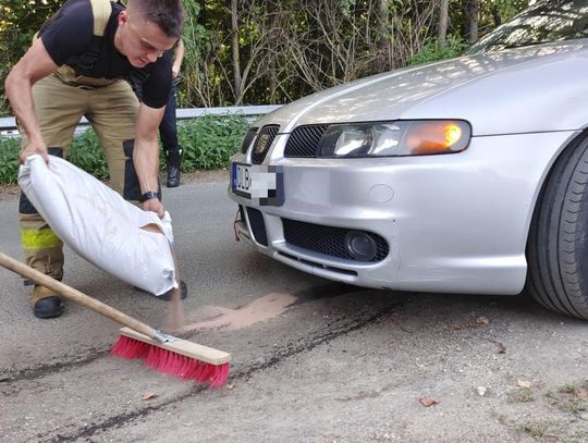 Kierowca seata uszkodził auto na nieuprzątniętej drodze