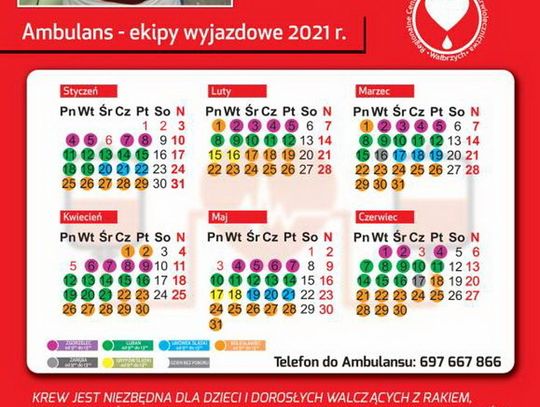 Lubań. Kalendarz poboru krwi
