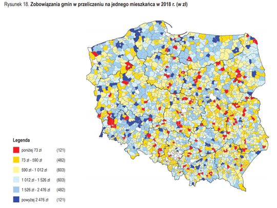 Mapa zadłużenia gmin