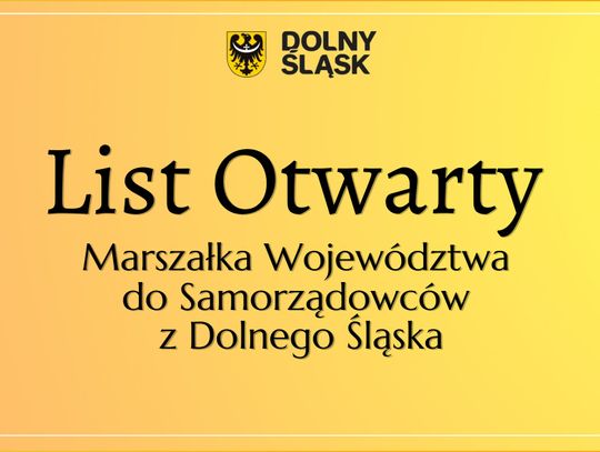 Marszałek Województwa pisze list otwarty do samorządowców