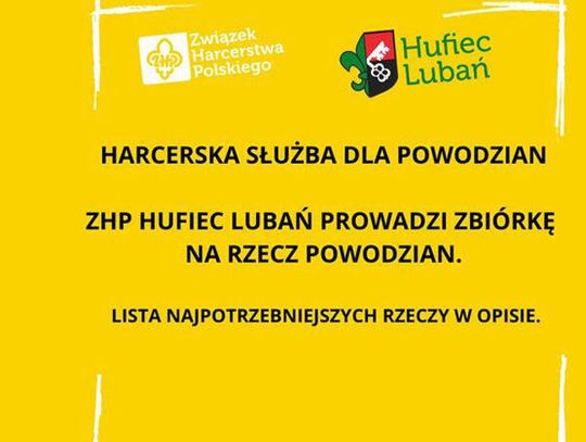 "Nieść chętną pomoc". ZHP Hufiec Lubań prowadzi zbiórkę dla powodzian