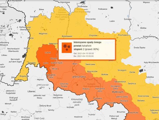 Ostrzeżenie 2 stopnia. Intensywne opady śniegu