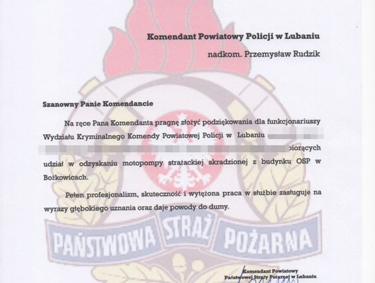 Podziękowania dla lubańskich kryminalnych