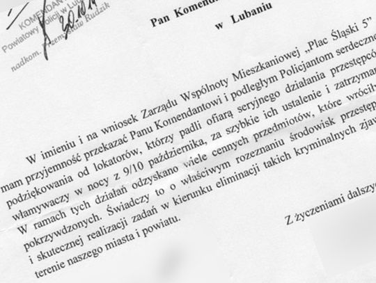 Podziękowania dla lubańskich policjantów