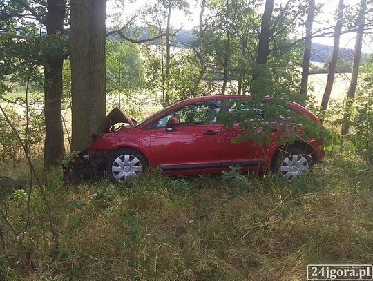 Posadziła dziecko na kolanach i wjechała w drzewo