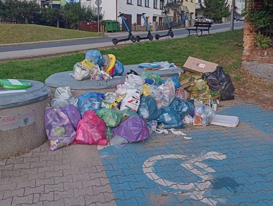 Przepełnione kubły na odpady zmieszane. Żółta kartka dla ZGiUK