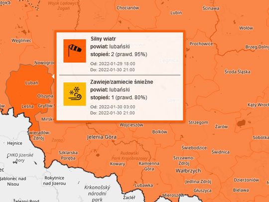 Silny wiatr. Stan zagrożenia 2 stopnia