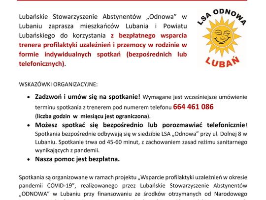 Spotkania z trenerem profilaktyki uzależnień i przemocy w rodzinie