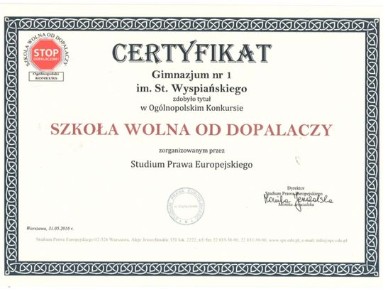 Szkoła wolna od dopalaczy!