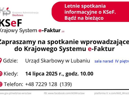 Urząd Skarbowy zaprasza na spotkanie informacyjne o e-Fakturach