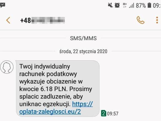 Uwaga na fałszywe SMS-y dot. zaległości na mikrorachunku podatkowym