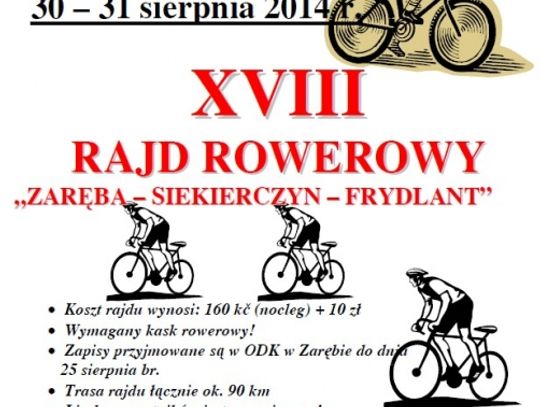 XVIII RAJD ROWEROWY „ZARĘBA – SIEKIERCZYN – FRYDLANT”