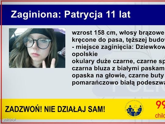 Zaginęła 11-letnia Patrycja. Policja uruchomiła Child Alert