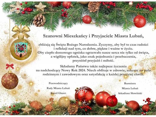 Życzenia świąteczne od Burmistrza i Przewodniczącego Rady Miasta Lubań
