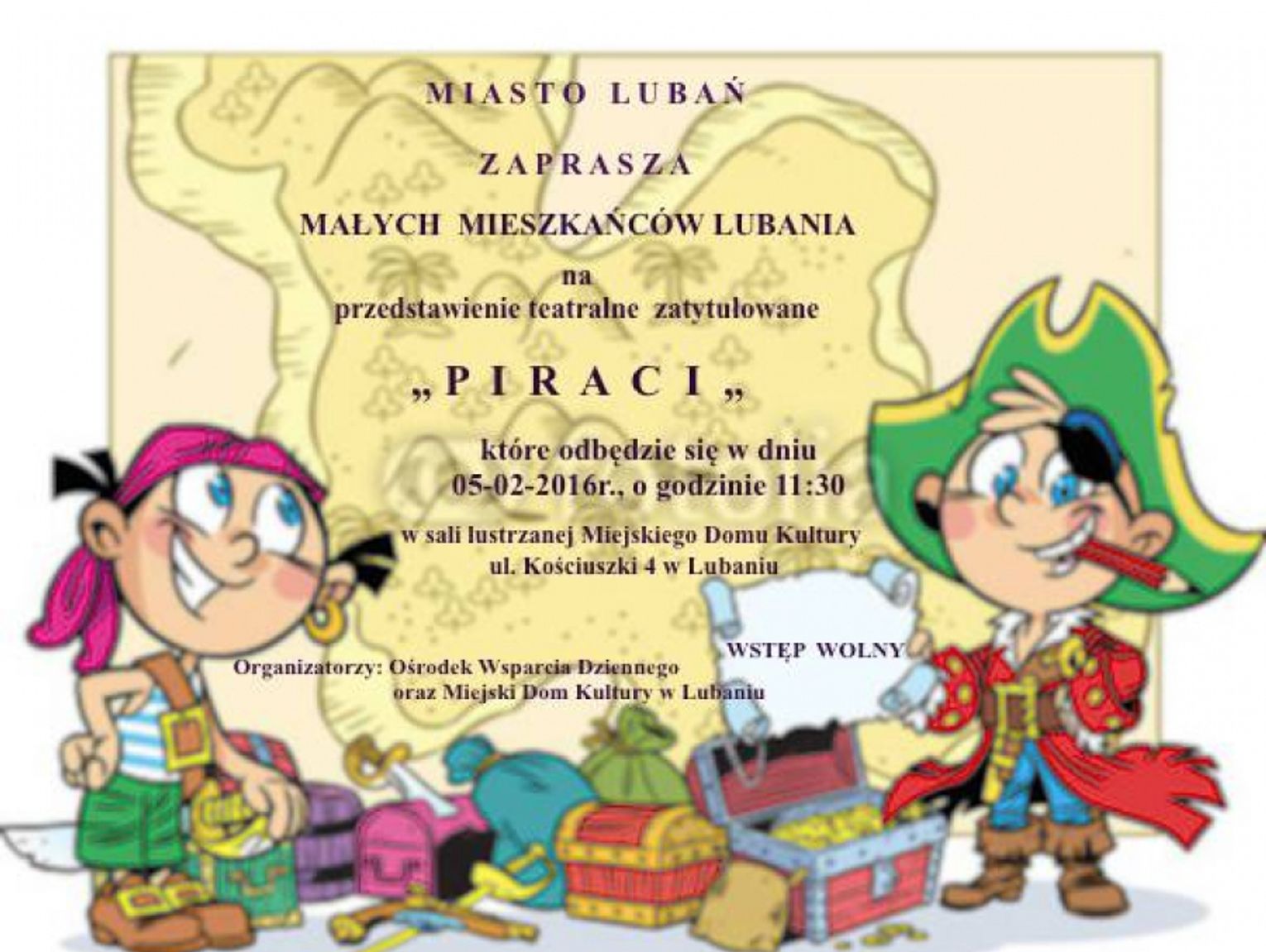 Zaproszenie na przedstawienie teatralne dla dzieci