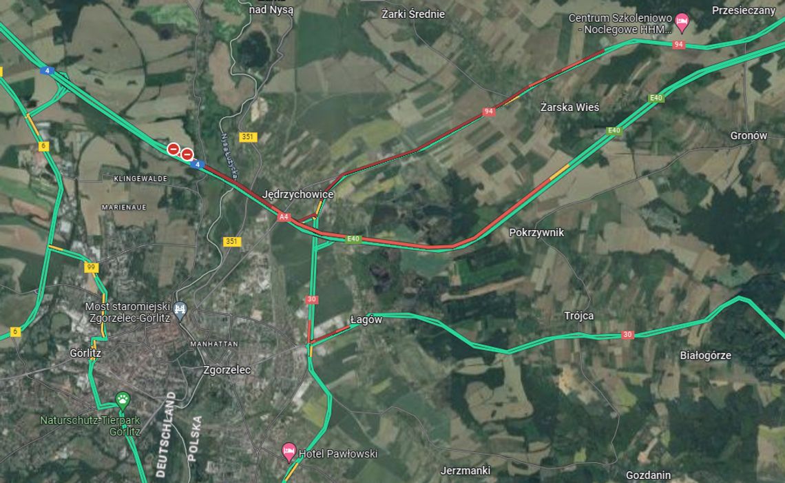 A4 nadal zakorkowana w kierunku Niemiec. Korek ma 8,5 kilometra