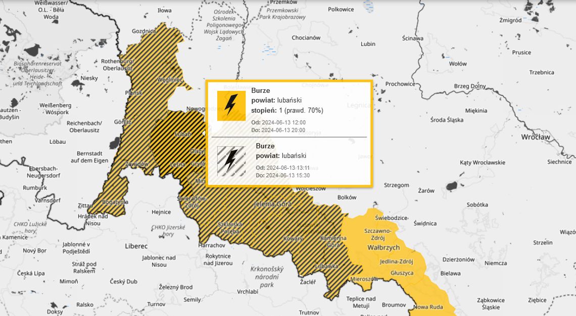 Aktualizacja ostrzeżenia synoptyków. Uwaga burze