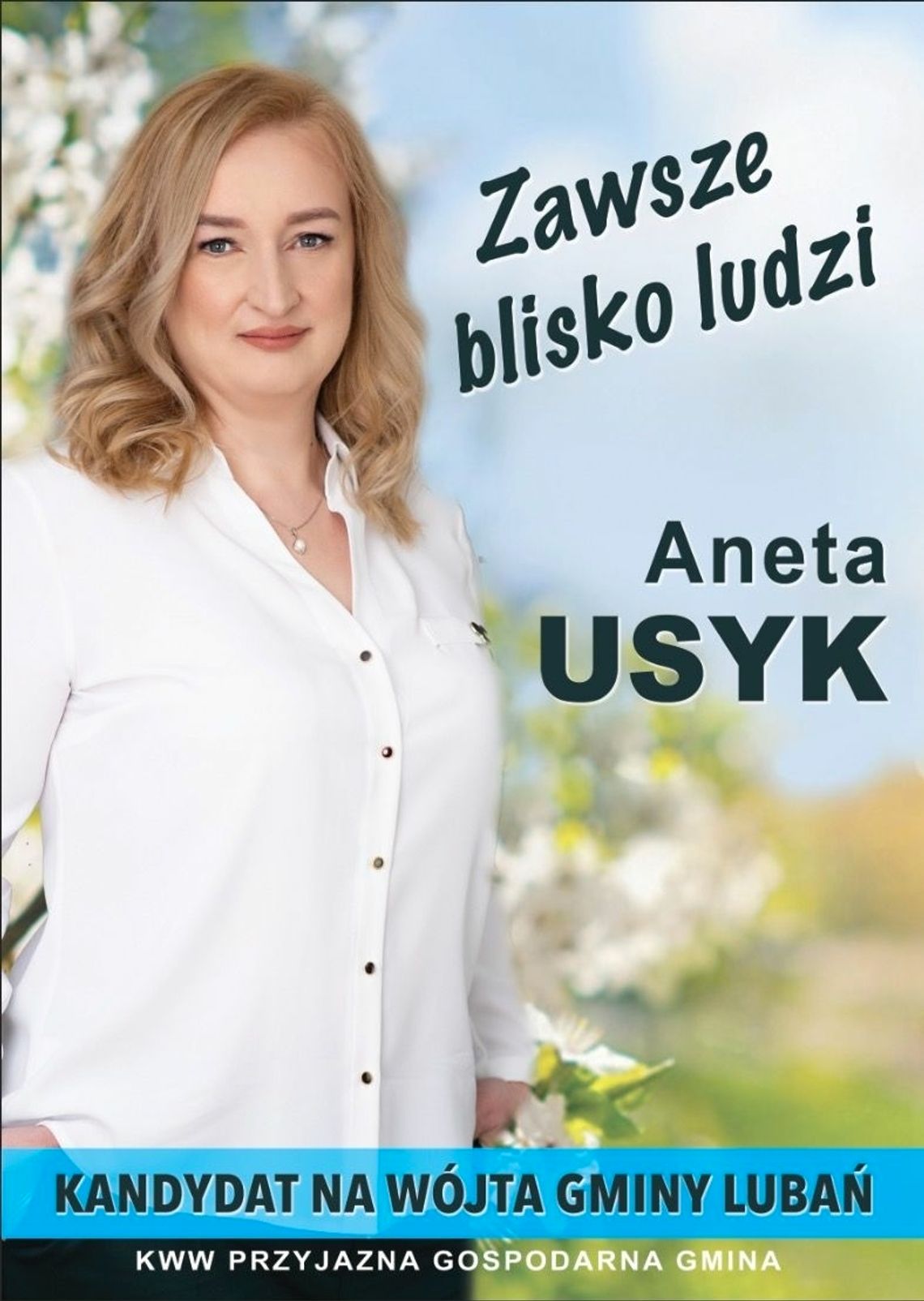 Aneta Usyk, kandydatka na Wójta Gminy Lubań zaprasza na wybory
