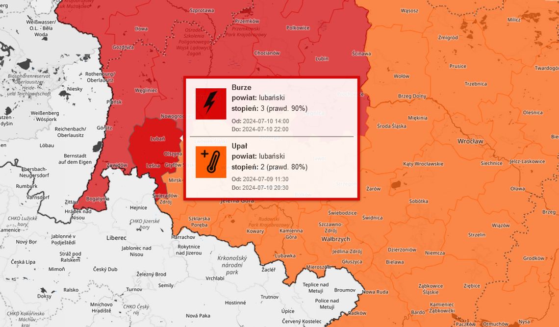 Burze, a lokalnie możliwy grad i trąby powietrzne. Ostrzeżenie 3°