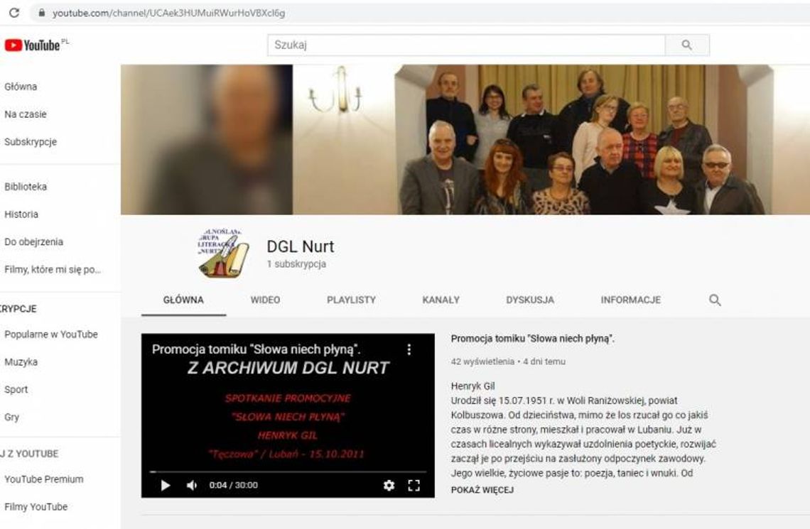 Dolnośląska Grupa Literacka "Nurt" na YouTube