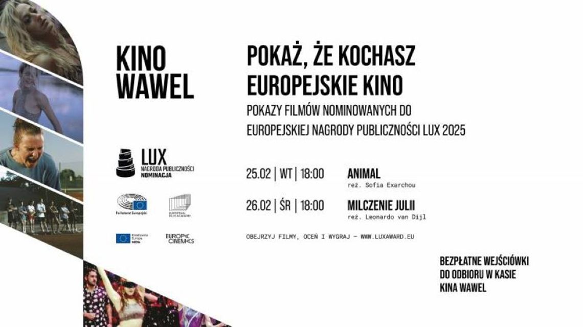 Europejska Nagroda Publiczności LUX. Pokazy nominowanych filmów w Kinie Wawel