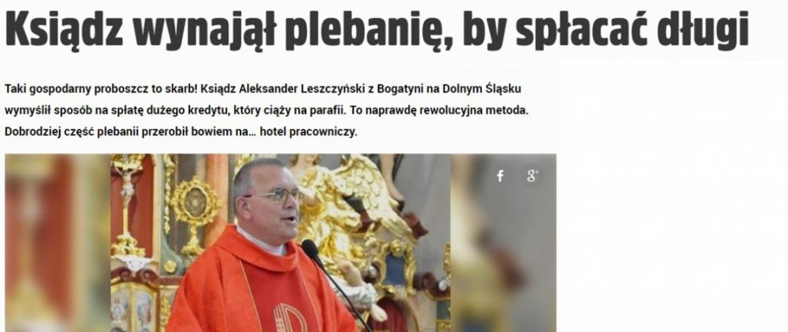  FAKT o księdzu z Bogatyni. Wynajął plebanię, by spłacać długi