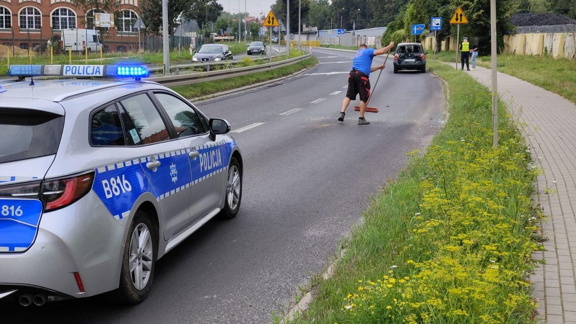 Kolizja na zwężeniu ul. Warszawskiej