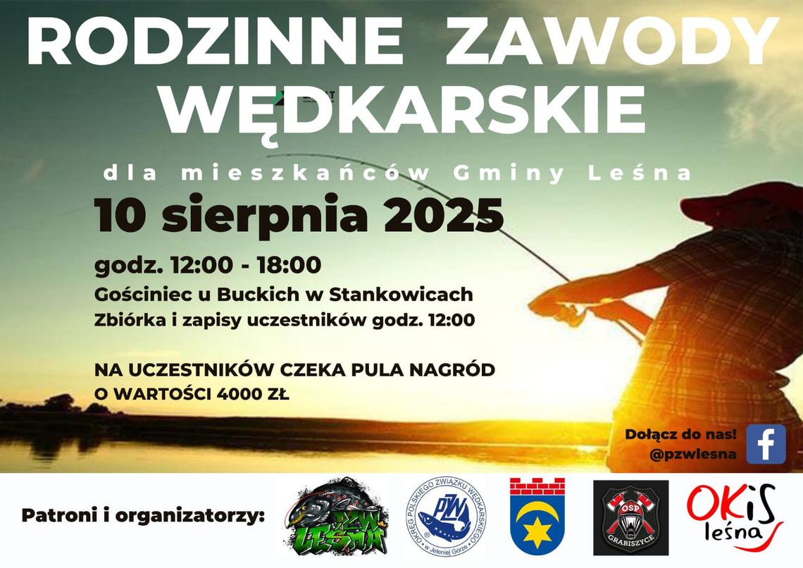 Koło PZW Leśna zaprasza na Rodzinne Zawody Wędkarskie!!!