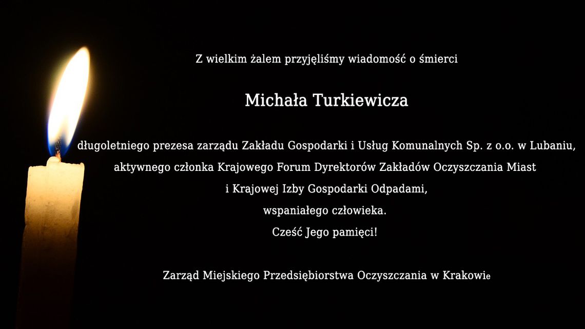 Kondolencje z powodu śmierci Michała Turkiewicza składa MPO Kraków