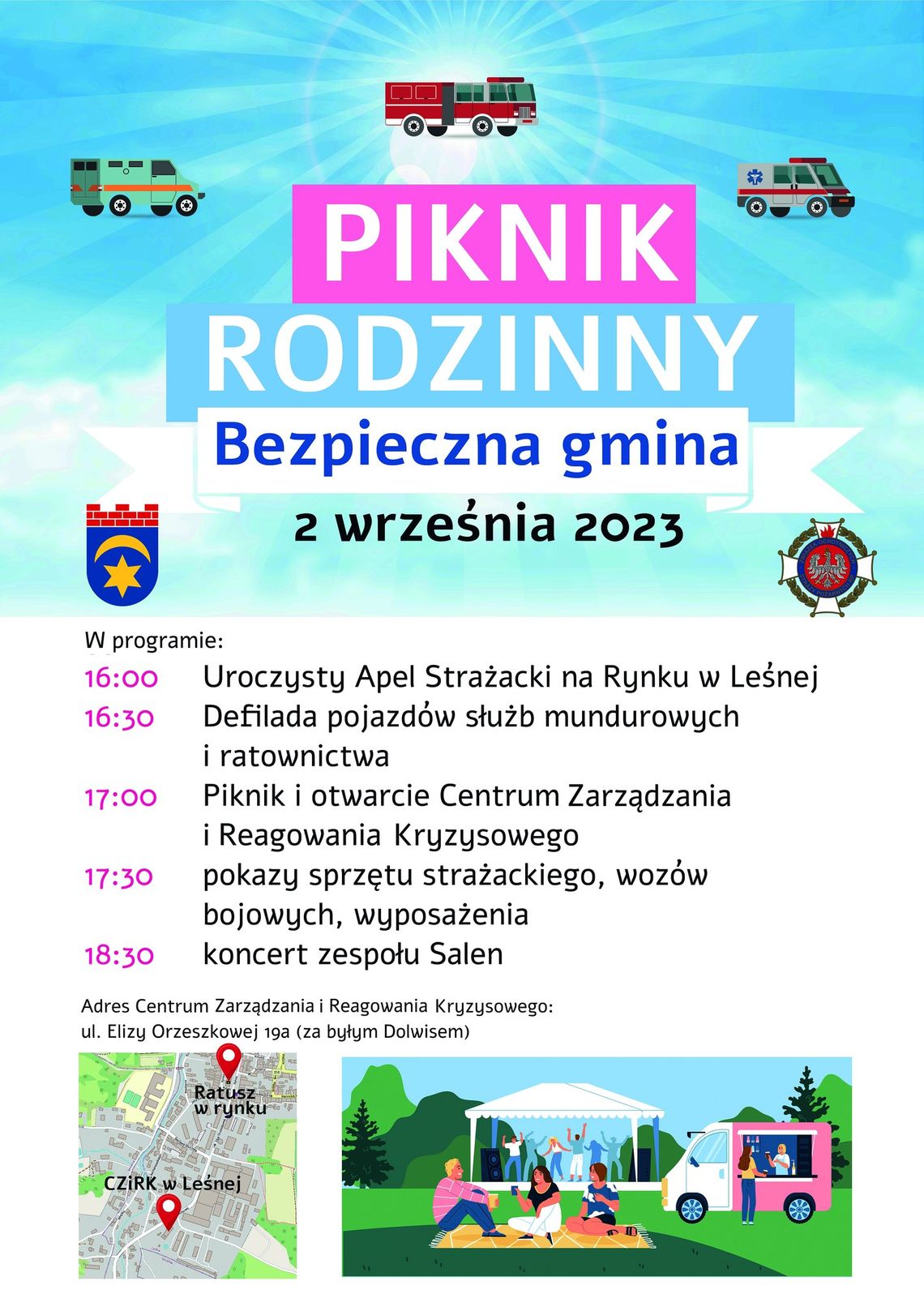 Leśna. Piknik Rodzinny "Bezpieczna Gmina" i oficjalne otwarcie CRiZK