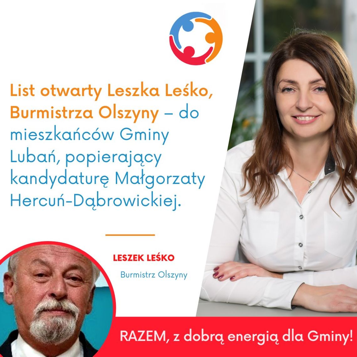 Leszek Leśko poparł kandydaturę Małgorzaty Hercuń-Dąbrowickiej