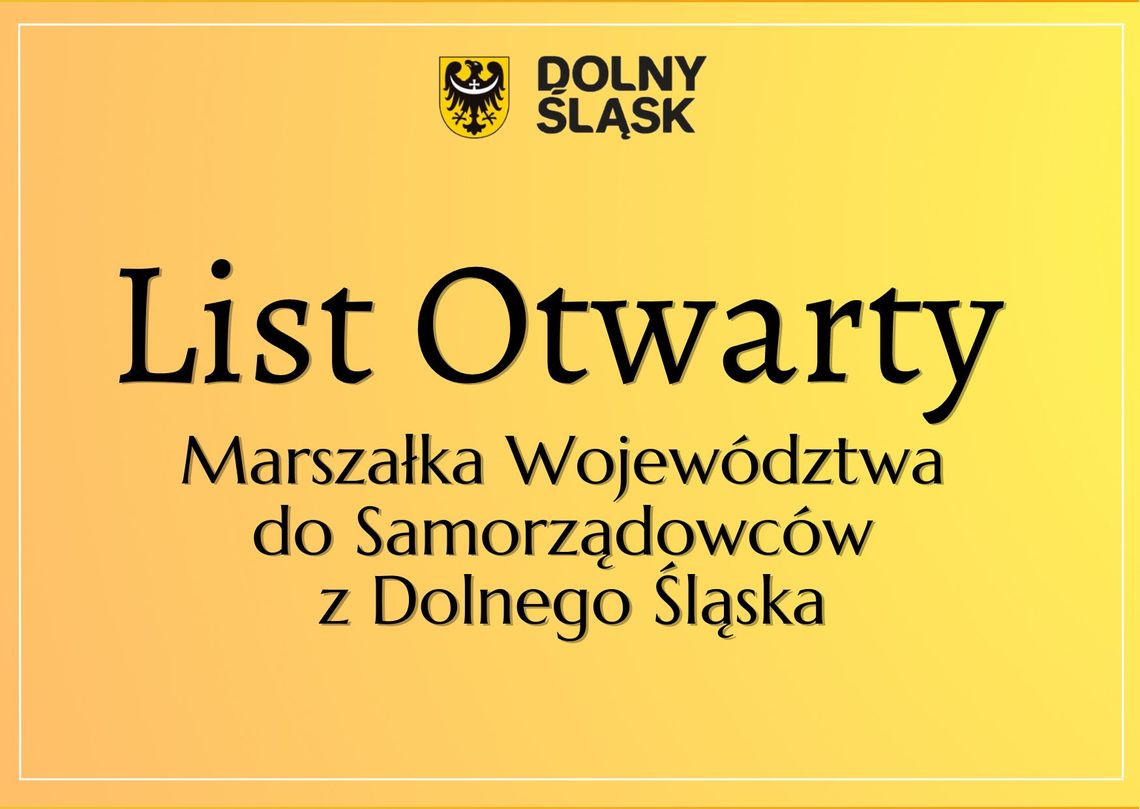 Marszałek Województwa pisze list otwarty do samorządowców