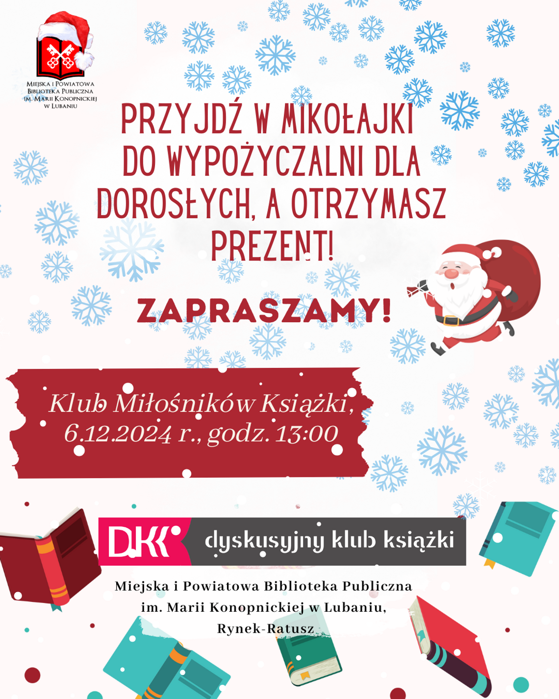 Biblioteka zaprasza. Mikołajki w Wypożyczalni dla Dorosłych