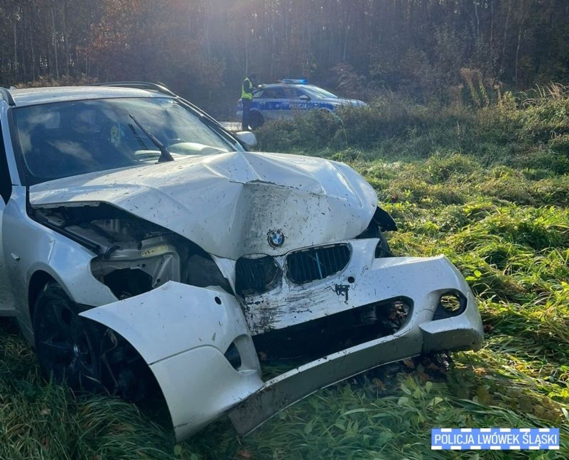 Pijany kierowca BMW rozbił się na drzewie. Miał w organizmie 2,7 promila alkoholu