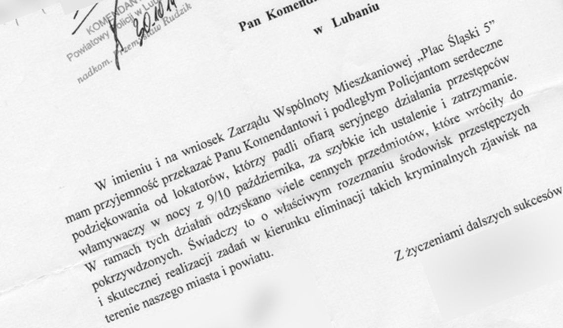 Podziękowania dla lubańskich policjantów