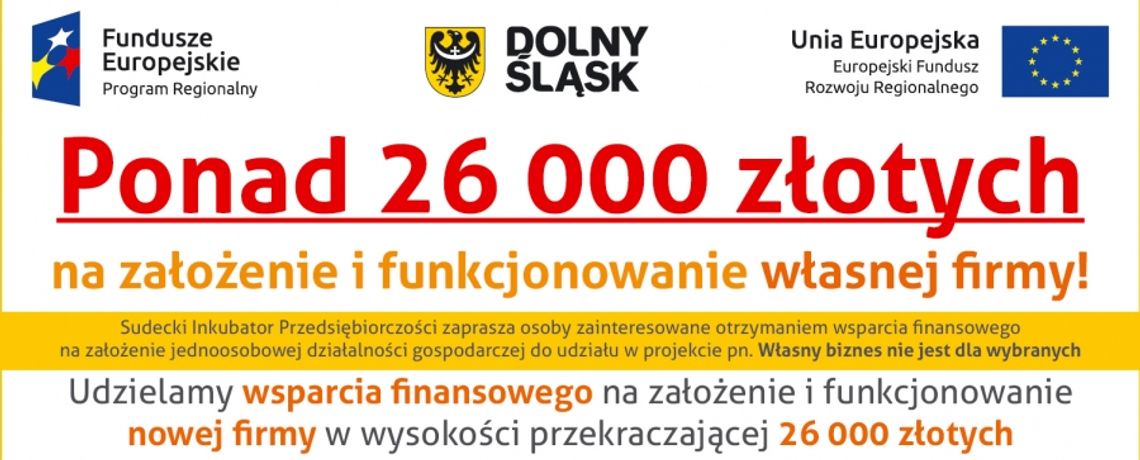 Ponad 26 tys. zł. na założenie własnej firmy