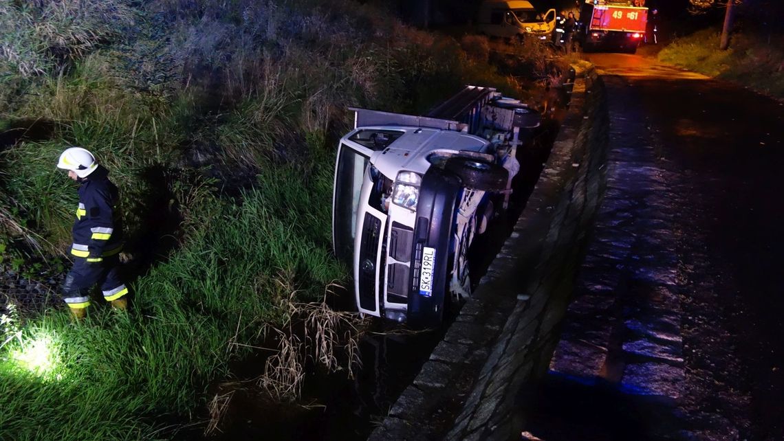 Porzucił auto w potoku