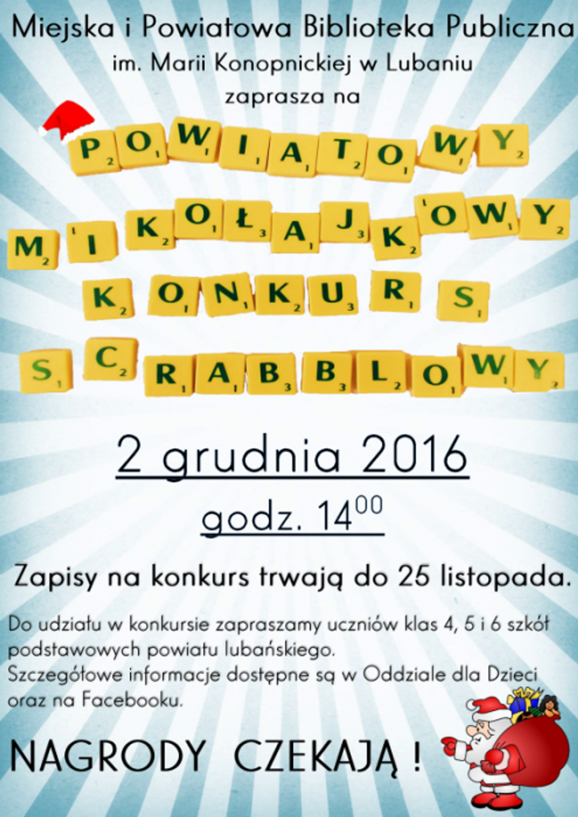 Powiatowy Mikołajkowy Konkurs Scrabblowy