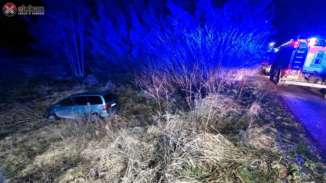 Auto wypadło z drogi i stoczyło się z kilkumetrowej skarpy