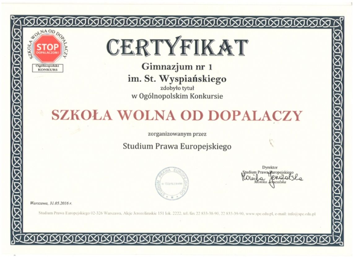 Szkoła wolna od dopalaczy!