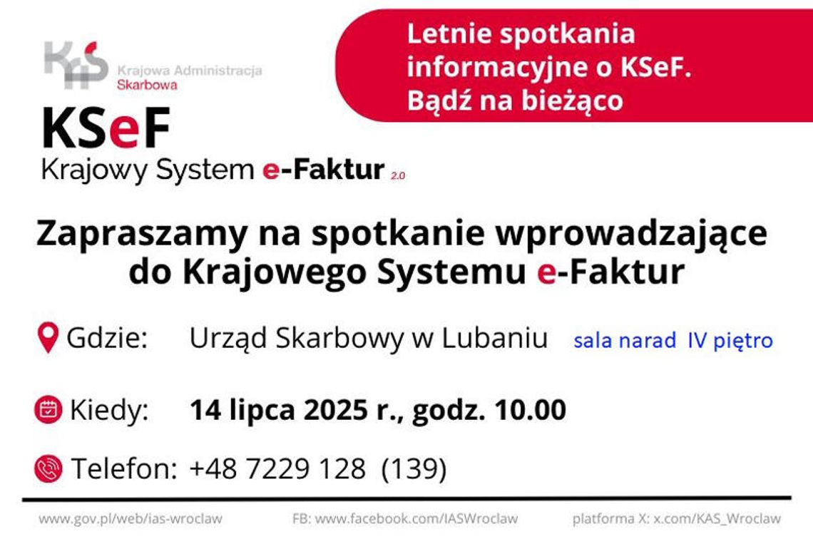 Urząd Skarbowy zaprasza na spotkanie informacyjne o e-Fakturach