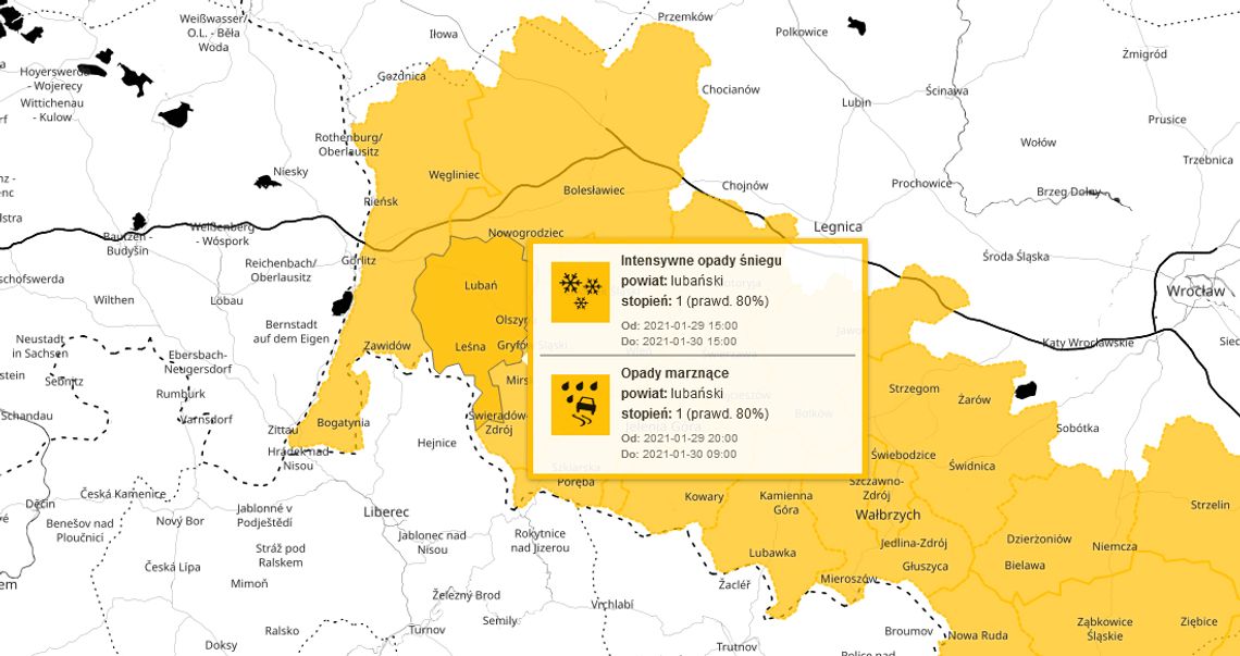 Uwaga! Intensywne opady śniegu oraz opady marznące