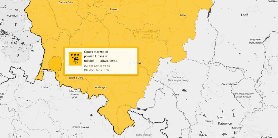 W nocy i nad ranem możliwa gołoledź