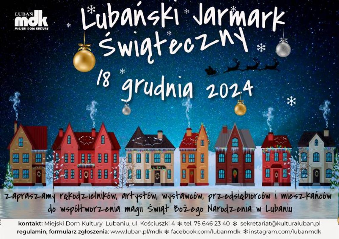 Zapraszamy wystawców na Lubański Jarmark Świąteczny 2024