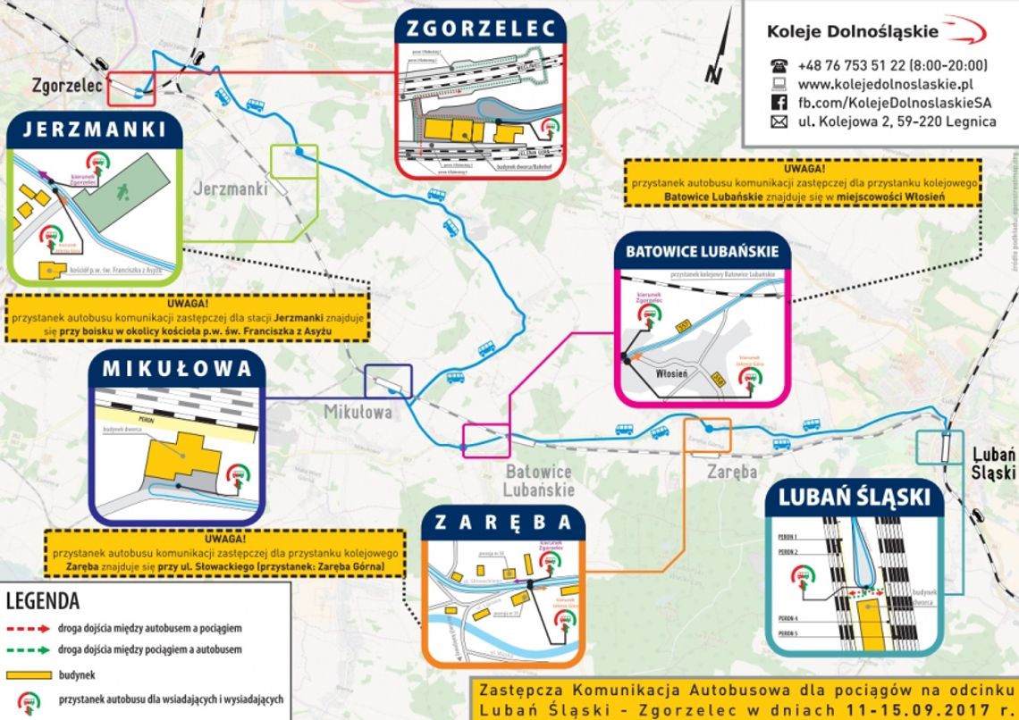 Zastępcza komunikacja autobusowa na odcinku Zgorzelec - Lubań