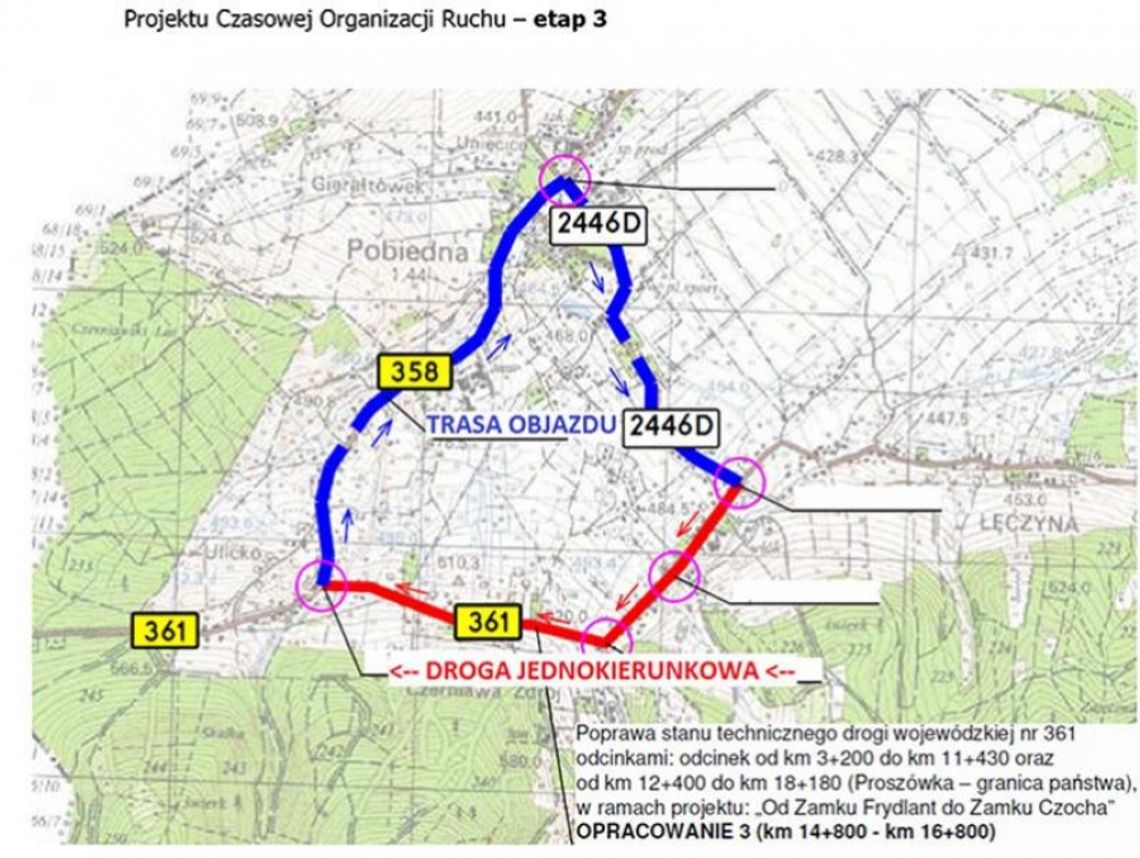 Zmiana organizacji ruchu na drodze 361 Orłowice – Czerniawa Zdrój