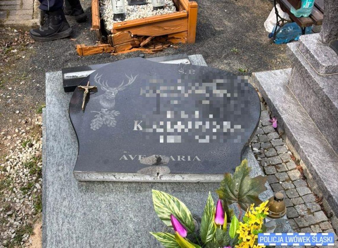 Zniszczył nagrobki na cmentarzu w Lwówku Śląskim. Policja zatrzymała sprawcę