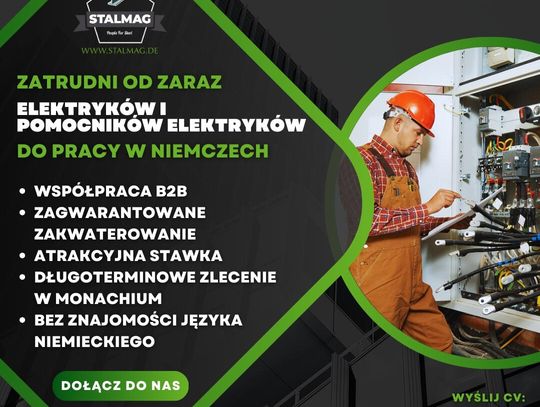 ELEKTRYK I POMOCNIK ELEKTRYKA PRACA OD ZARAZ